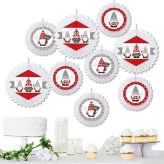 Big Dot of Happiness Christmas Gnomes - Hanging Holiday Party Tissue Decoration Kit - Paper Fans - Set of 9