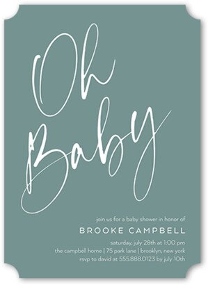 Baby Shower Invitations: Oh Baby Shower Baby Shower Invitation, Blue, 5X7, Pearl Shimmer Cardstock, Ticket