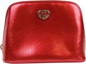 New Women's Red Shiny Leather Cosmetic Case w/Interlocking G