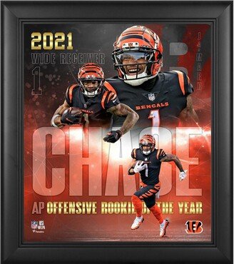 Fanatics Authentic Ja'Marr Chase Cincinnati Bengals 2021 Nfl Offensive Rookie of the Year 15'' x 17'' Framed Collage Photo