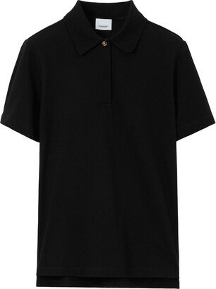 Button-Up Cotton Polo Shirt