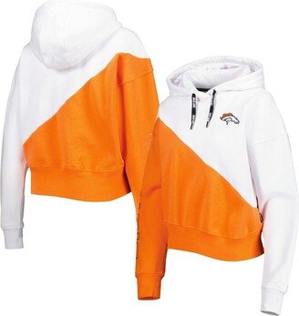 Women's Sport White, Orange Denver Broncos Bobbi Color Blocked Pullover Hoodie - White, Orange