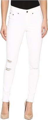 Ripped Knee Denim Leggings (White) Women's Jeans