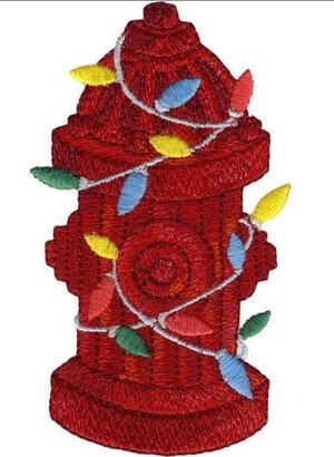 Christmas Lights Fire Hydrant - Embroidered Waffle Weave Hand/Dish Towel