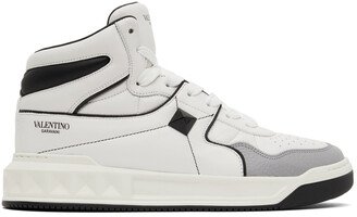 White & Grey Nappa One Stud Sneakers