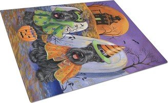 PPP3177LCB Scottie Halloween Haunted House Glass Cutting Board