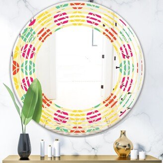 Designart 'Retro Circular Pattern VII' Printed Modern Round or Oval Wall Mirror - Wave - Multi