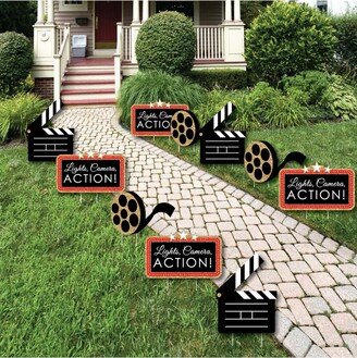 Big Dot Of Happiness Red Carpet Hollywood - Lawn Decor - Outdoor Movie Night Party Yard Decor - 10 Pc