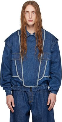 Navy Detachable Sleeve Denim Jacket