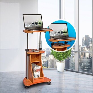 Sit-to-Stand Rolling Adjustable Height Laptop Cart With Storage