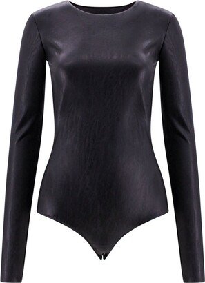 Long-Sleeved Leather Bodysuit