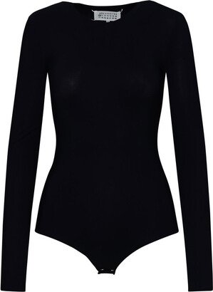 Black Polyester Blend Bodysuit