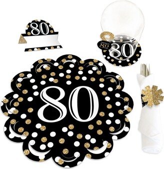 Big Dot Of Happiness Adult 80th Birthday Party Paper Charger & Decor Chargerific Kit Setting for 8