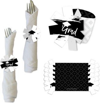 Big Dot Of Happiness Black & White Grad Best is Yet to Come Graduation Party Napkin Rings 24 Ct