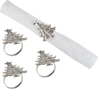 Silver Christmas Tree Napkin Ring S/4