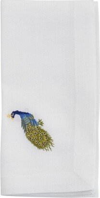 Saro Lifestyle Table Napkins With Embroidered Peacock Design (Set of 4)
