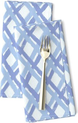 Periwinkle Diamonds Dinner Napkins | Set Of 2 - Pastel Weave By Bearmooseandbunny Blue Stripes Hand Drawn Cloth Spoonflower