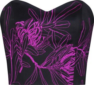 Azzalia Jacquard Printed Crop Top-Super Pink