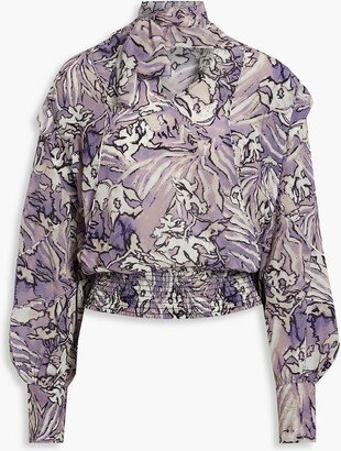 Jonas tie-neck printed silk crepe de chine blouse