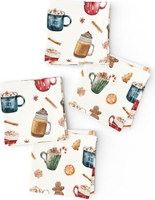 Hot Chocolate Cocktail Napkins | Set Of 4 - Cocoa & Sweets By Hipkiddesigns Winter Christmas Kids Xmas Cloth Spoonflower