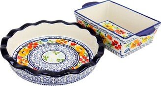 2pc Stoneware Luxembourg Pie Dish Bakeware Set