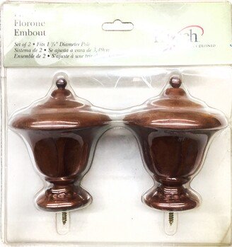 Pair/For 1 3/8 Inch Rod Drapery Wood Finial For 3/8