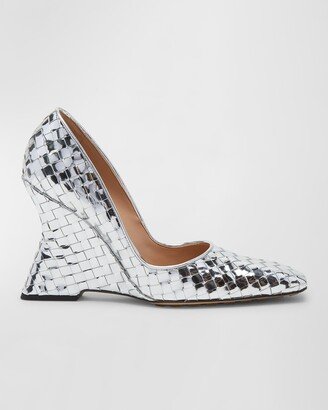 Comet Woven Mirror Leather Pumps