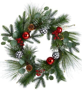 24In Berry And Pinecone Artificial Christmas Wreath With Ornaments