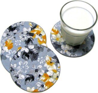 Coasters, 100% Cotton, Protectors, Padded, Mug Mates, Drink Coasters, Quilted, Set Of Four, Pearl Petals