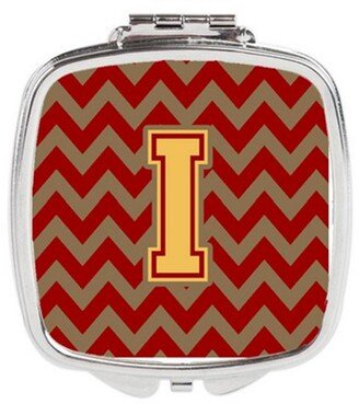 CJ1048-ISCM Letter I Chevron Garnet & Gold Compact Mirror