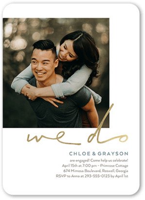 Engagement Party Invitations: Simply Engaged Engagement Party Invitation, White, 5X7, Standard Smooth Cardstock, Rounded