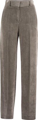 Ribbed Loose Straight Trousers-AA