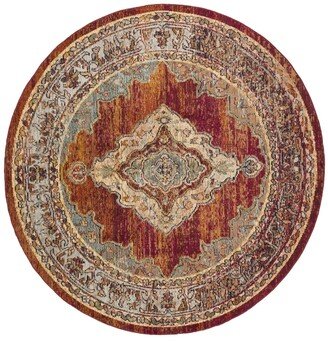 Crystal Orange and Light Blue 5' x 5' Round Area Rug