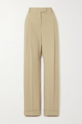 Pleated Wool Straight-leg Pants - Gray