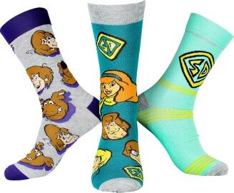 Seven Times Six Scooby-Doo! Men' Logo and Character 3 Pack Mid-Calf Crew Sock Multicoloured