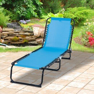 Folding Chaise Lounge Chair Portable Lightweight Reclining Garden with 4-Position Adjustable Backrest, Light Blue