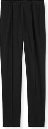 Ponte Cropped Pull-On Pant With Pintuck