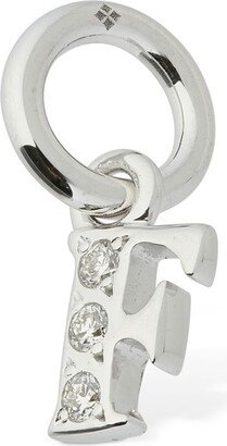 18KT White gold F charm w/ diamonds