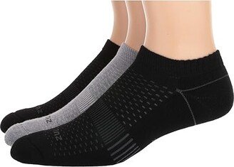 Zulu No Show 3-Pack (Black/Grey) Crew Cut Socks Shoes