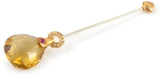 18K Yellow Gold Gemstone Pin