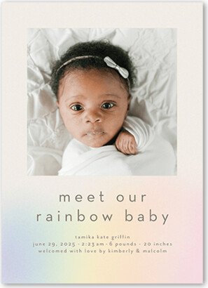 Birth Announcements: Gentle Rainbow Birth Announcement, Beige, 5X7, Matte, Signature Smooth Cardstock, Square