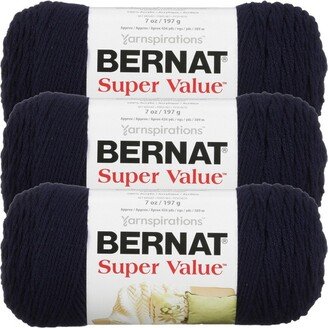 Bernat Super Value Navy Yarn - 3 Pack of 198g/7oz - Acrylic - 4 Medium (Worsted) - 426 Yards - Knitting/Crochet