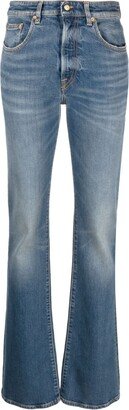 Washed-Effect Wide-Leg Jeans