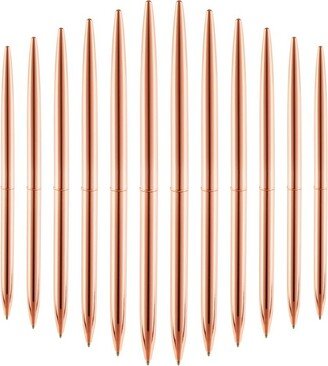 Juvale 12 Pack Ballpoint Rose Gold Pens for Women and Men, Business Students, Teachers, Office Supplies, New Employee Welcome Gifts, Guestbook, 6.4