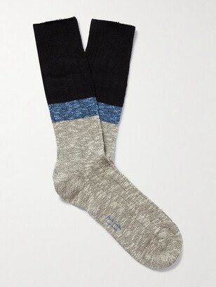 Arnaud Colour-Block Ribbed Cotton-Blend Socks