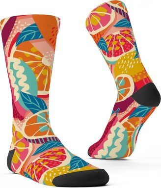 Socks: Squeeze The Day - Bold Custom Socks, Orange