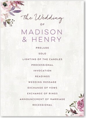 Wedding Program Cards: Painted Promise Wedding Program, Purple, 5X7 Flat Program, Pearl Shimmer Cardstock, Square