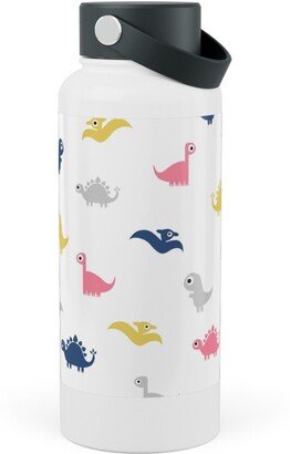 Photo Water Bottles: Dino Print - Multi Stainless Steel Wide Mouth Water Bottle, 30Oz, Wide Mouth, Multicolor