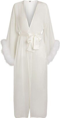 Diana Marabou Long Silk Robe