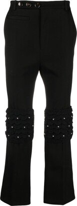 Cropped Crystal-Embellished Flared Trousers